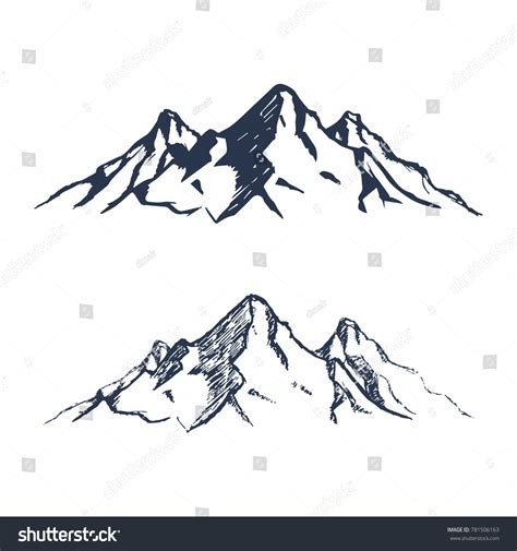 Mountains Set Hand Drawn Rocky Peaks Stock Vector (Royalty Free ...