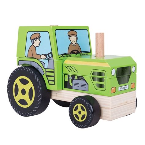 HOUT DOE NL Duurzaam Houten Speelgoed Stapelpuzzel Tractor Bigjigs