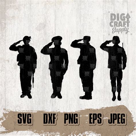 4 Soldier Salute Svg Military Bundle Svg Veteran Svg Bundle Etsy