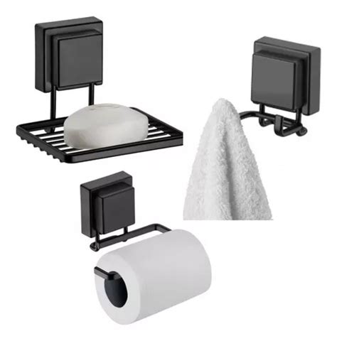 Kit De Soporte Para Papel Higi Nico Con Ventosa Negro Mercadolibre