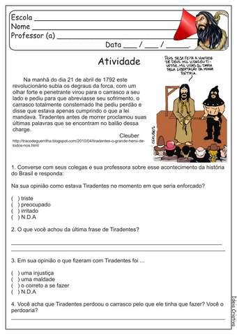 Atividades Para O Dia De Tiradentes Aprender E Brincar