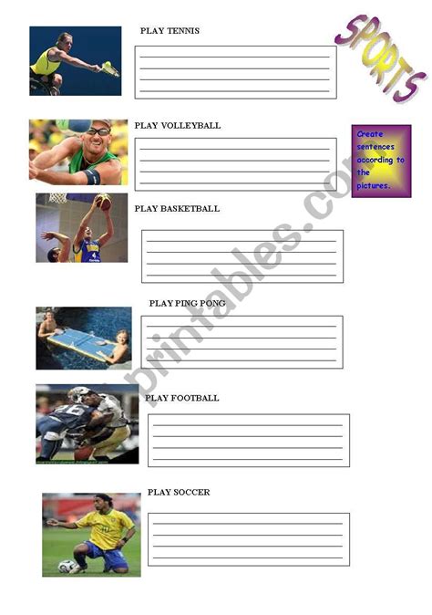 SPORTS ESL Worksheet By Anniedja