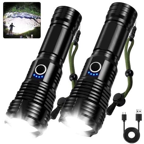 Usb Rechargeable Flashlights 250000 High Lumens Super Bright Led