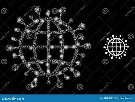 Malla De La Canal Del Icono Mundial Del Coronavirus Con Puntos De