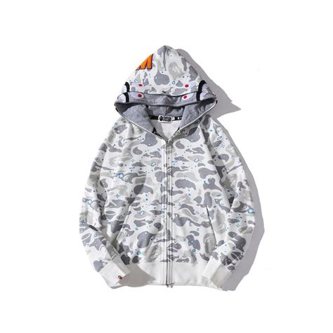 Bape Shark Cotton Hoodie Street Fashion Camouflage Double Hooded Jacketaape Green