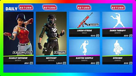 Return Scarlet Defender Waypoint Linear Streak And Dance Therapy 👒 Fortnite Shop May 16