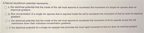 Solved A Nernst equilibrium potential represents...A. ﻿the | Chegg.com