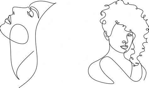 Premium Vector Continuous Line Drawing Of Portrait Of A Beautiful