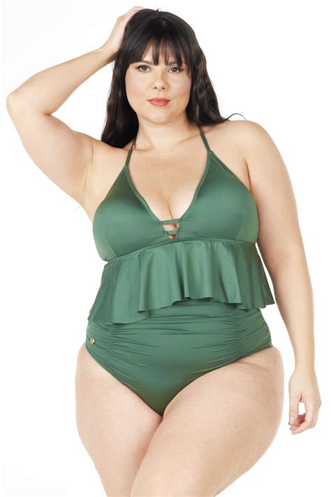 BIQUÍNI PLUS SIZE TOP BATINHA E HOT PANT DRAPEADA VERDE AUDAZ MODA AUDAZ MODA PLUS SIZE