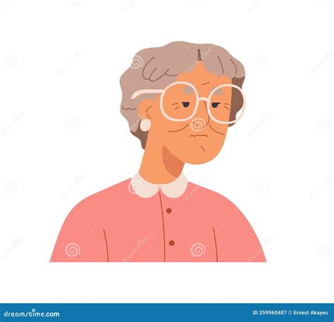 Elderly Woman With Wrinkled Face Portrait Senior Old Female Character