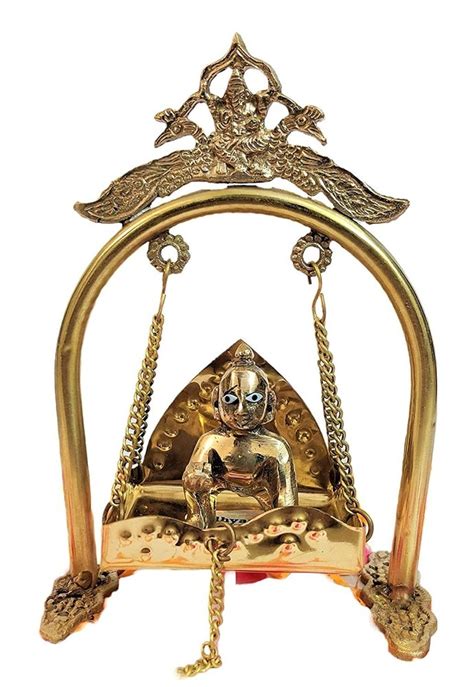 I S Pure Brass Laddu Gopal Ji Jhula Palna Swing Jhula With Laddu Gopal