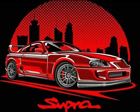 Illustration Toyota Supra Mk4 5d Diamond Painting Diamodpaintingsale