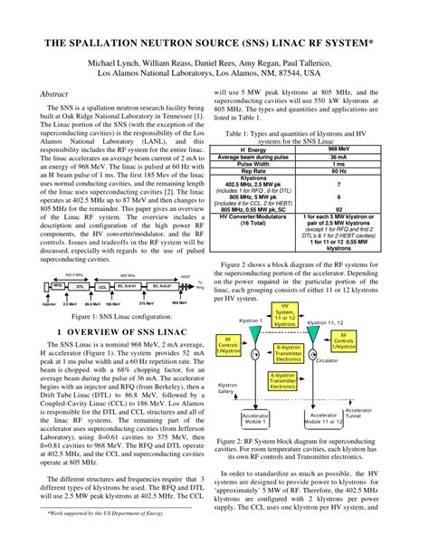 Pdf The Spallation Neutron Source Sns Linac Rf System