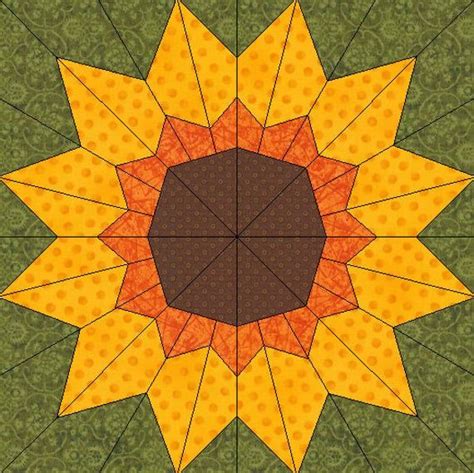 Sunflower Foundation Paper Pieced Block Pattern Pdf Sunflower Quilt