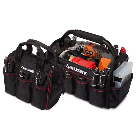 Husky 14 Inch Pro Tool Tote And 10 Inch Tool Bag Set The Home Depot