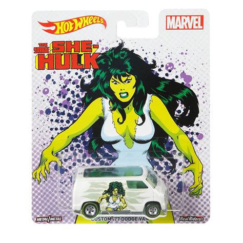 Mattel Hot Wheels Pop Culture Marvel Real Riders Savage She Hulk Custom Dodge Van Hot Wheels