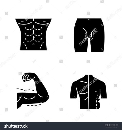 Plastic Surgery Glyph Icons Set Male Stock Vector Royalty Free