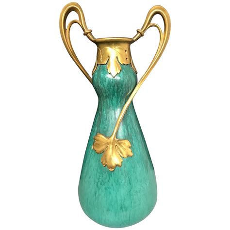 Striking Art Nouveau Ceramic And Bronze Mounted Vase In Victor Horta Style For Sale At 1stdibs