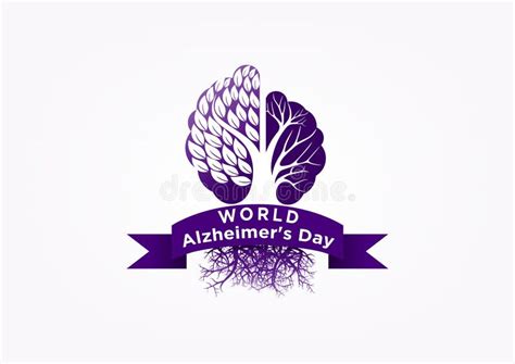 Alzheimer Logo Tree Brain Concept Design Stock Vector Illustration