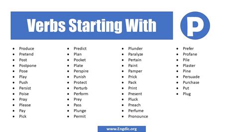 340 Verbs Starting With P Complete List EngDic