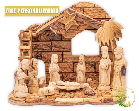 Large Hand Carved Nativity Set From The Holy Land Olive Wood Christmas