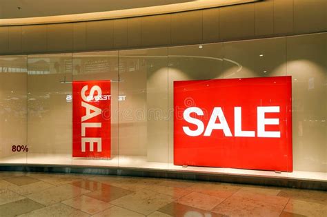 Retail Store Window Displays Sale And Discount Signage Stock Image