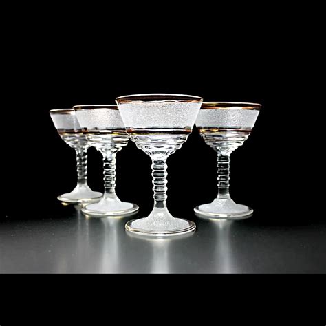 Frosted Cocktail Glasses Federal Glass Gold Trimmed Wine Glasses