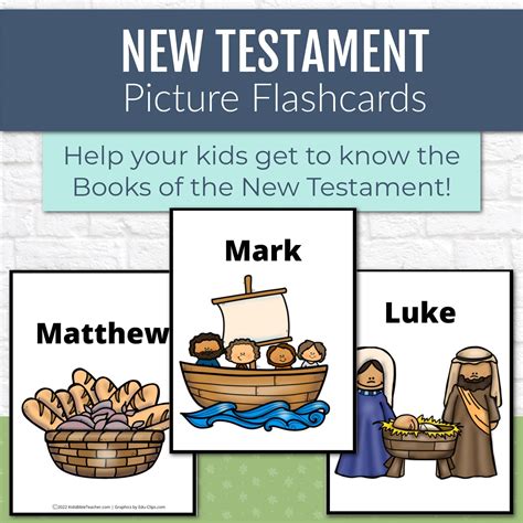 New Testament Books of the Bible Kids Flash Cards, Bible Verse Learning