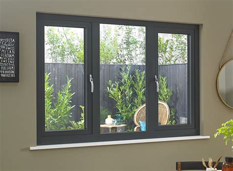 Status Supreme Grey Aluminium Triple Casement Window 1770mm X 1050mm