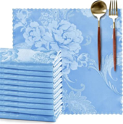 Amazon Kkjiaf Pack Light Blue Satin Napkins X Inch Square