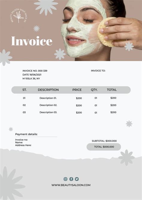 Free Beauty Salon Invoice Templates To Edit Wepik