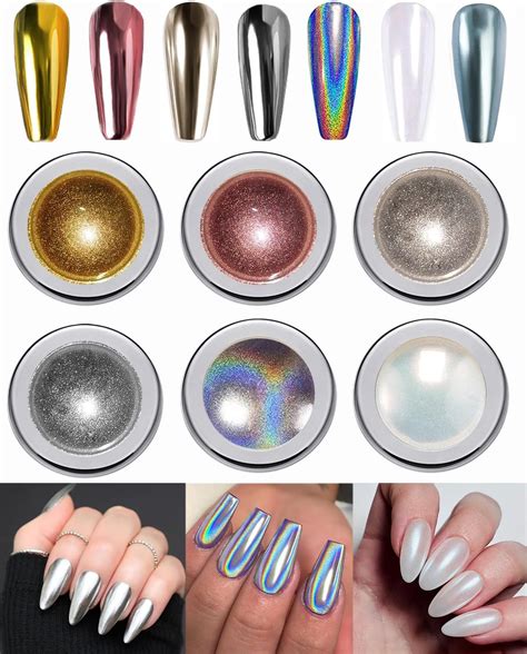 6 Poudre Chrome Ongle Paillette Ongles Nail Art Avec Effet Miroir