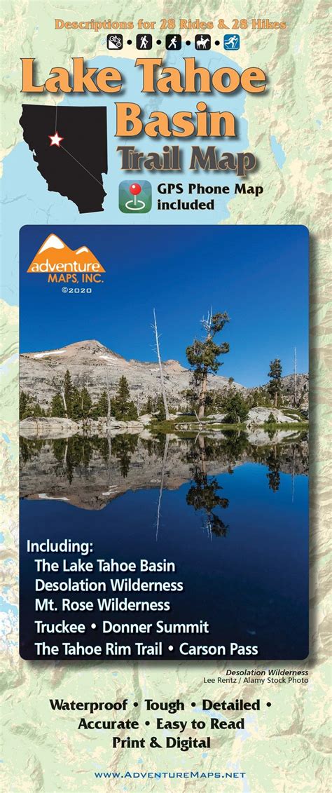 Adventure Maps Lake Tahoe Basin Trail Map 2020 Rei Co Op In 2022 Adventure Map Trail Maps