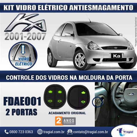 Kit Vidro Elétrico Sistema Antiesmagamento Ford KA 2008 2014 2