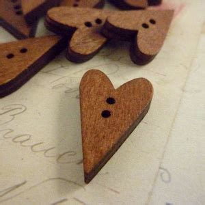 Wooden Buttons Heart Shaped Dark Wooden Buttons Pack Of Etsy