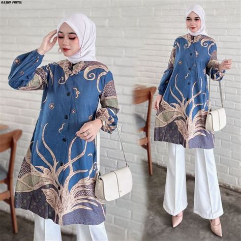 Tunik Kancing Depan Busui Baju Batik Wanita Terbaru Tu Nik Batik