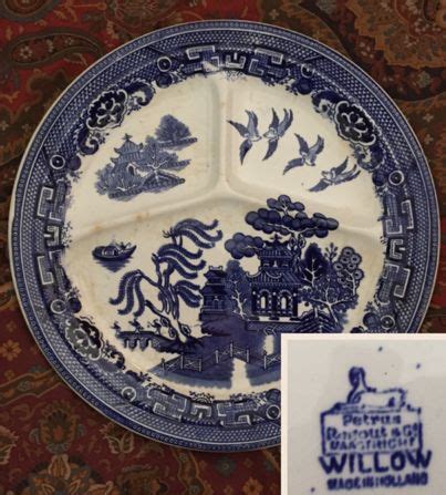 Petrus Regout Maastricht Blue Willow Divided Grill Plate Made In