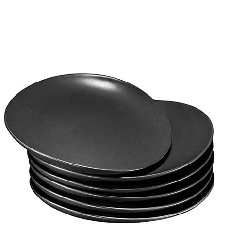 Pro Grade 11 Oval Curved Ceramic Restaurant Dinner Plates Matte Black