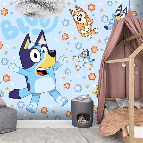 Bluey Mural Bluey Cartoon Mural Bluey Kids Bedroom Mural Peel And