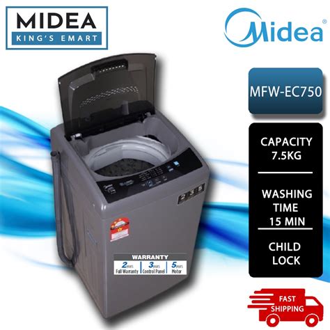 Midea Branded Fully Auto Washing Machine 7 5KG MFW EC750 MA100W75