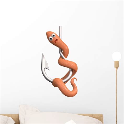 3d Scared Worm Fishing Wall Decal Sticker By Wallmonkeys Peel And Stick