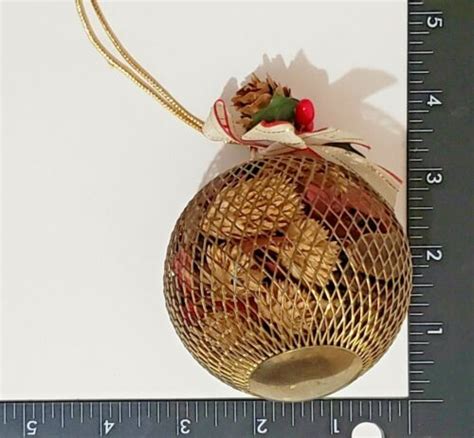 Potpourri Holder Mesh Brass Wire Ball Gold Tone Christmas Ornament Vintage Ebay