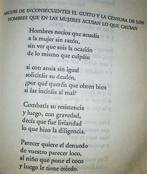 Hombres necios Poemas de sor juana Sor juana Frases increíbles