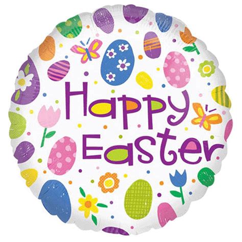 Anagram Happy Easter Eggs And Flowers 2 Sided Round Mylar 18 Foil