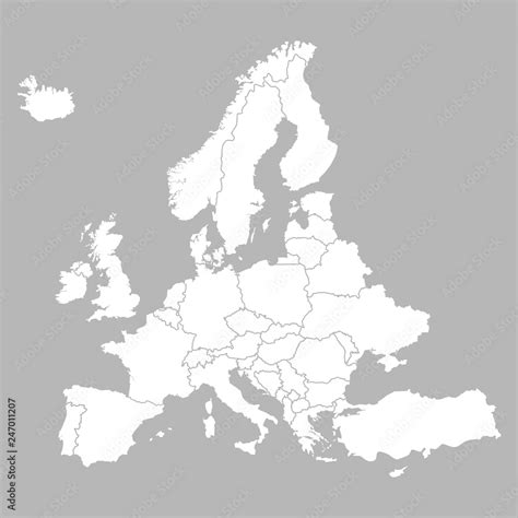 Vecteur Stock Europe Blank Map With Countries Europe White Map