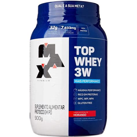 Top Whey W Performance Max Titanium Morango Pote G Em