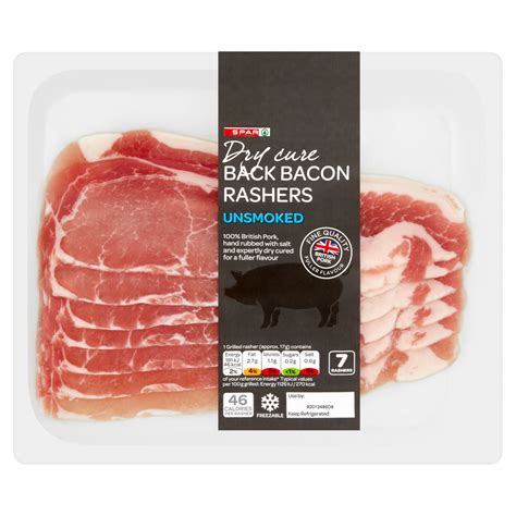 Spar Dry Cure Back Bacon Rashers Unsmoked G