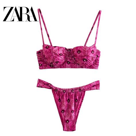 Zara Women S Pleated Camisole Top Bikini Bottomsuit Shopee Philippines
