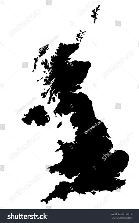 Detailed Map Of Great Britain Silhouette Of Royalty Free Stock