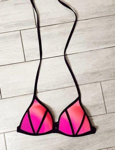 Victoria S Secret Victorias Secret Sz M Hot Pink Bikini Top Straps Padded Sexy Beach Vacation